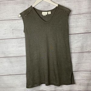Cynthia Rowley 100% Linen Sleeveless V-neck Top